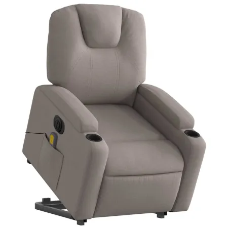 Fauteuil inclinable de massage électrique Taupe Tissu