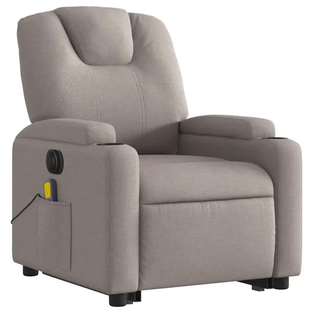 Fauteuil inclinable de massage électrique Taupe Tissu