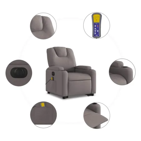 Fauteuil inclinable de massage électrique Taupe Tissu