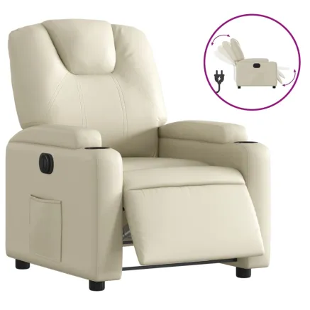 Fauteuil inclinable électrique Crème Similicuir 2