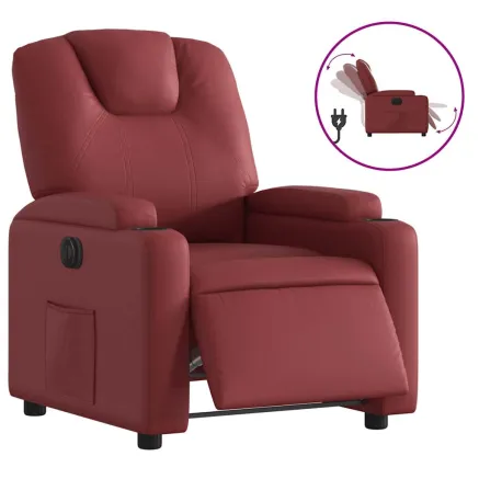 Fauteuil inclinable électrique Rouge bordeaux Similicuir 2