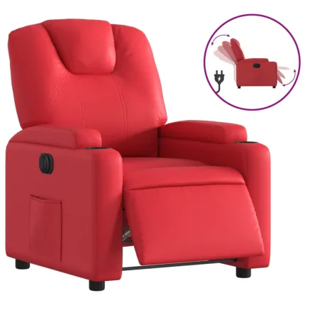 Fauteuil inclinable électrique Rouge Similicuir 2