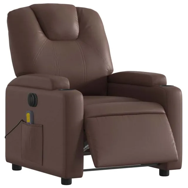 Fauteuil de massage inclinable électrique marron similicuir