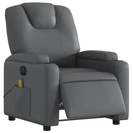 Fauteuil de massage inclinable électrique gris similicuir
