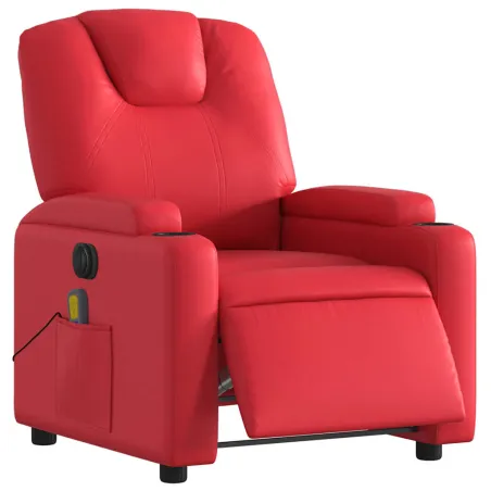 Fauteuil de massage inclinable électrique rouge similicuir