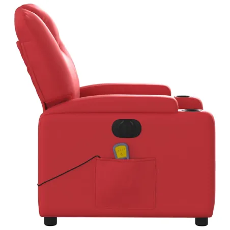 Fauteuil de massage inclinable électrique rouge similicuir