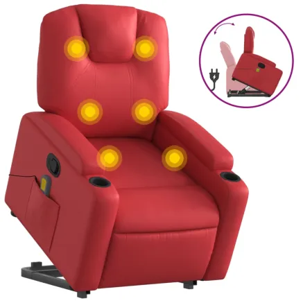 Fauteuil inclinable de massage Rouge Similicuir 2