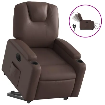 Fauteuil inclinable électrique marron similicuir 2