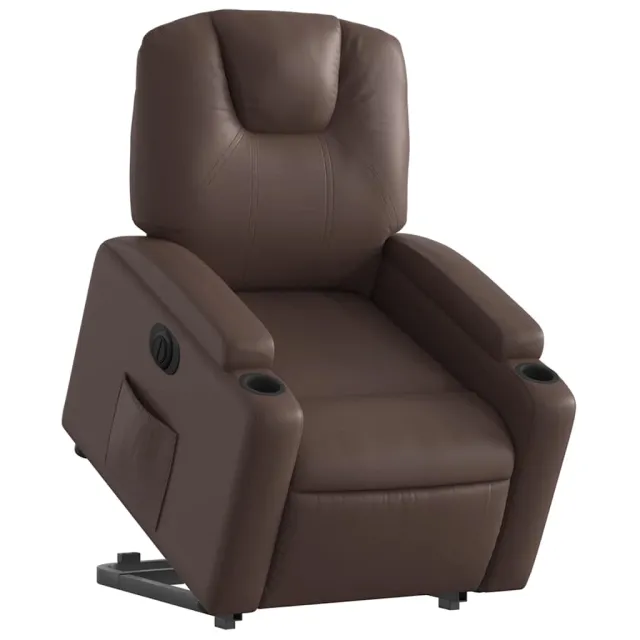 Fauteuil inclinable électrique marron similicuir