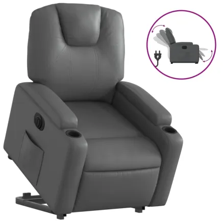 Fauteuil inclinable électrique gris similicuir 2