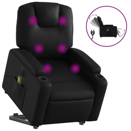 Fauteuil inclinable de massage électrique noir similicuir 2
