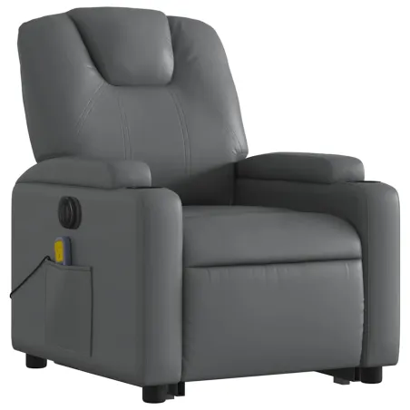 Fauteuil inclinable de massage électrique gris similicuir