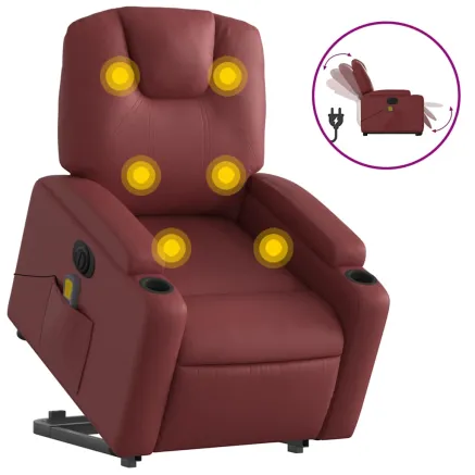 Fauteuil inclinable de massage électrique rouge bordeaux 2