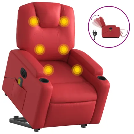 Fauteuil inclinable de massage électrique rouge similicuir 2
