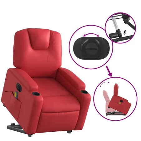 Fauteuil inclinable de massage électrique rouge similicuir