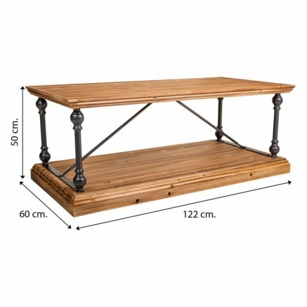 Hoofdtafel Alexandra House Living Bruin Zwart Grijs Ijzer Sparrenhout 2