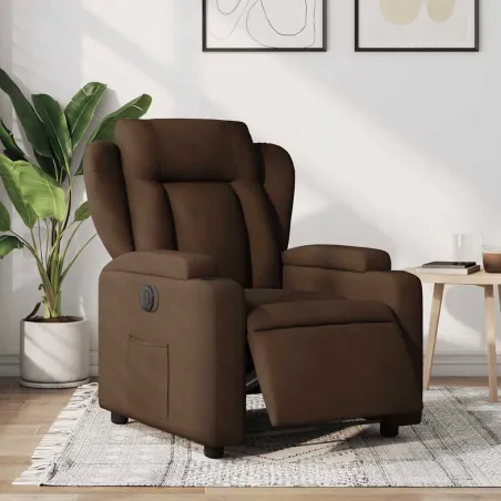 Fauteuil inclinable électrique Marron Tissu