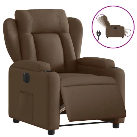 Fauteuil inclinable électrique Marron Tissu 2