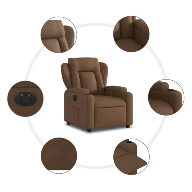 Fauteuil inclinable électrique Marron Tissu