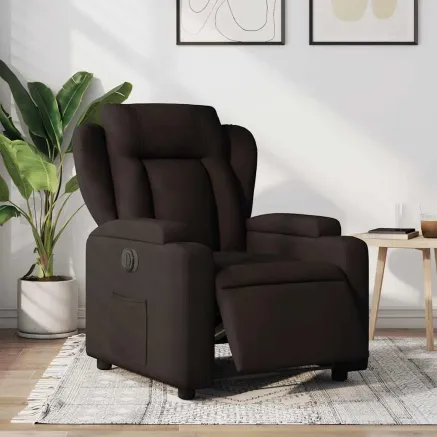 Fauteuil inclinable électrique Marron foncé Tissu