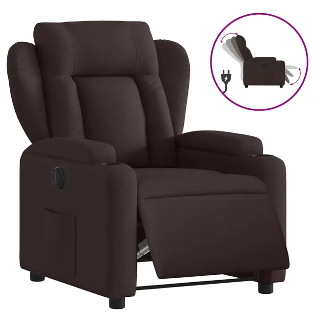 Fauteuil inclinable électrique Marron foncé Tissu
