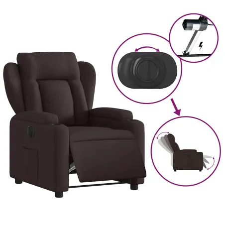 Fauteuil inclinable électrique Marron foncé Tissu