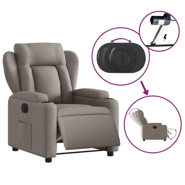 Fauteuil inclinable électrique Taupe Tissu