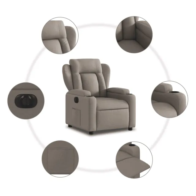 Fauteuil inclinable électrique Taupe Tissu