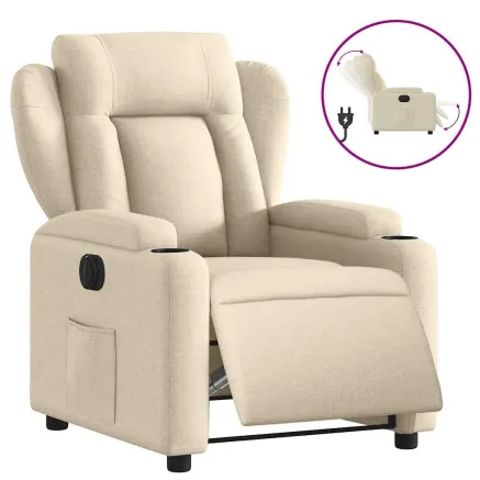 Fauteuil inclinable électrique Crème Tissu 2