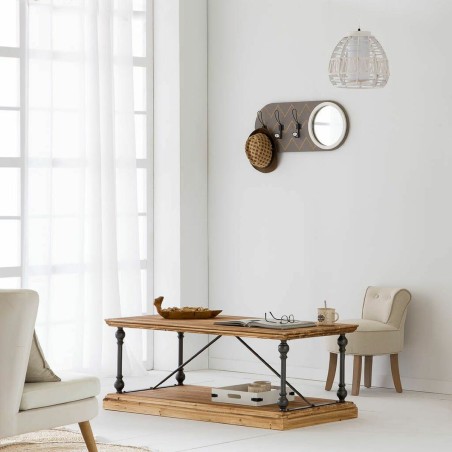 Table Basse Alexandra House Living Marron Noir Gris Fer Bois d'épicé