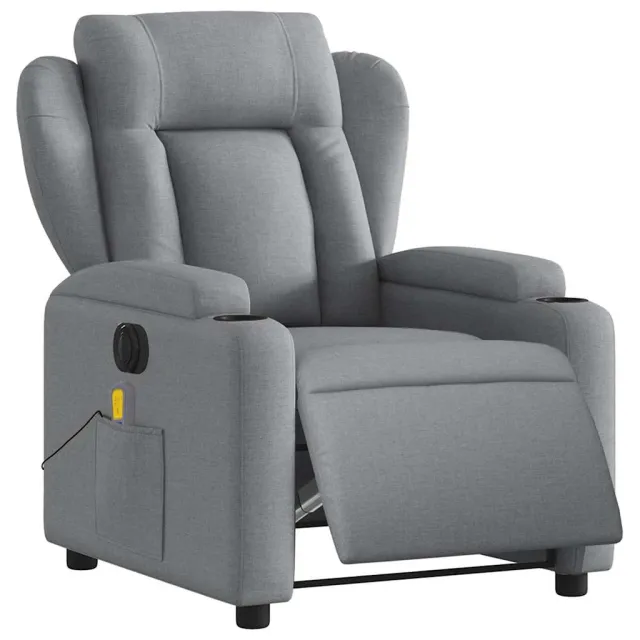Fauteuil de massage inclinable électrique gris clair tissu