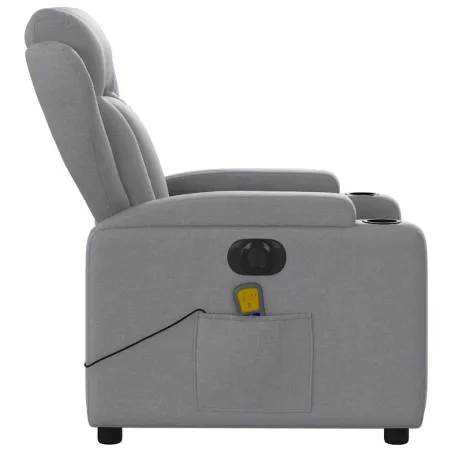 Fauteuil de massage inclinable électrique gris clair tissu