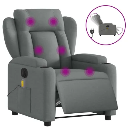 Fauteuil inclinable de massage électrique gris foncé tissu 2