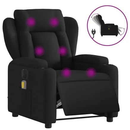 Fauteuil de massage inclinable électrique Noir Tissu 2