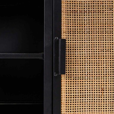 Credenza Alexandra House Living Marrone Nero Grigio Ferro Rattan Legno