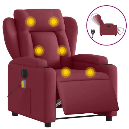 Fauteuil de massage inclinable électrique Rouge bordeaux Tissu 2