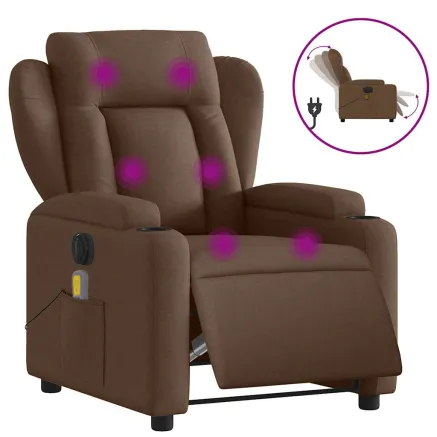 Fauteuil inclinable de massage électrique marron tissu 2