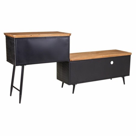 Credenza Alexandra House Living Marrone Nero Grigio Ferro Rattan Legno