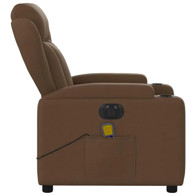 Fauteuil inclinable de massage électrique marron tissu