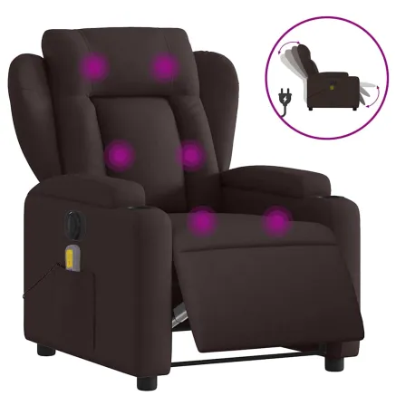 Fauteuil de massage inclinable électrique Marron foncé Tissu 2