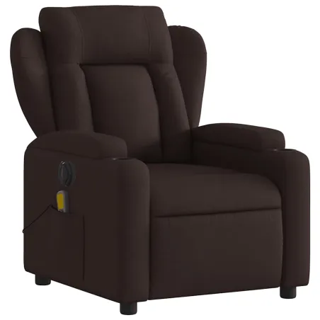 Fauteuil de massage inclinable électrique Marron foncé Tissu