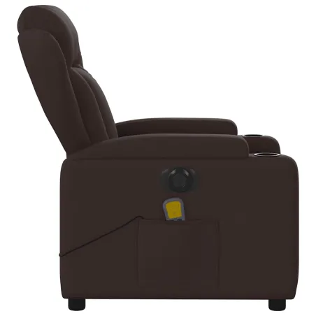 Fauteuil de massage inclinable électrique Marron foncé Tissu