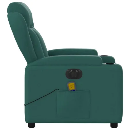 Fauteuil de massage inclinable électrique Vert foncé Tissu