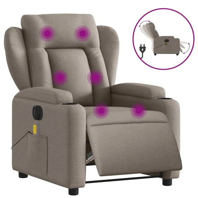 Fauteuil de massage inclinable électrique Taupe Tissu