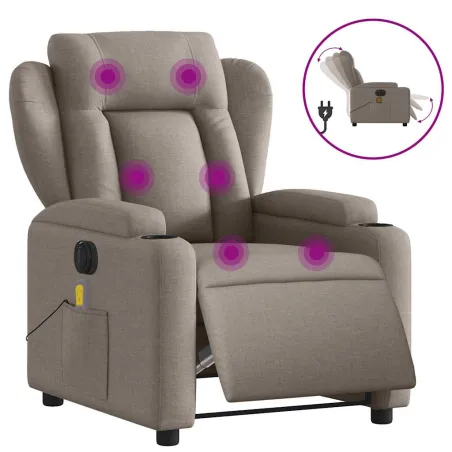 Fauteuil de massage inclinable électrique Taupe Tissu
