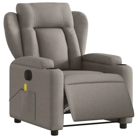 Fauteuil de massage inclinable électrique Taupe Tissu