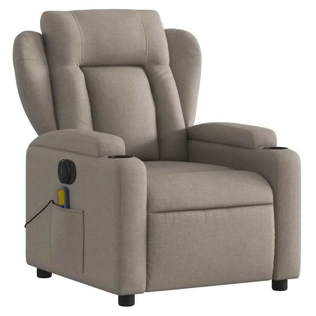 Fauteuil de massage inclinable électrique Taupe Tissu