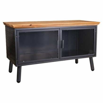 Mueble Auxiliar Alexandra House Living Marrón Negro Gris Vidrio Hierr