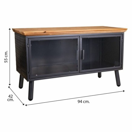 Meuble d'Appoint Alexandra House Living Marron Noir Gris verre Fer Boi 2