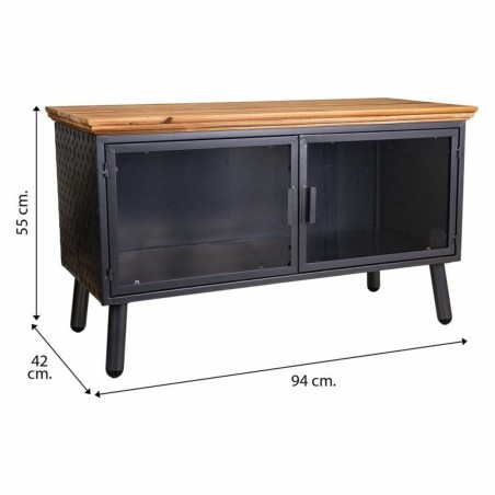 Meuble d'Appoint Alexandra House Living Marron Noir Gris verre Fer Boi